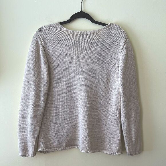 Coldwater Creek Chunky Knit Cardigan Women's Large Cream - Picture 2 of 4